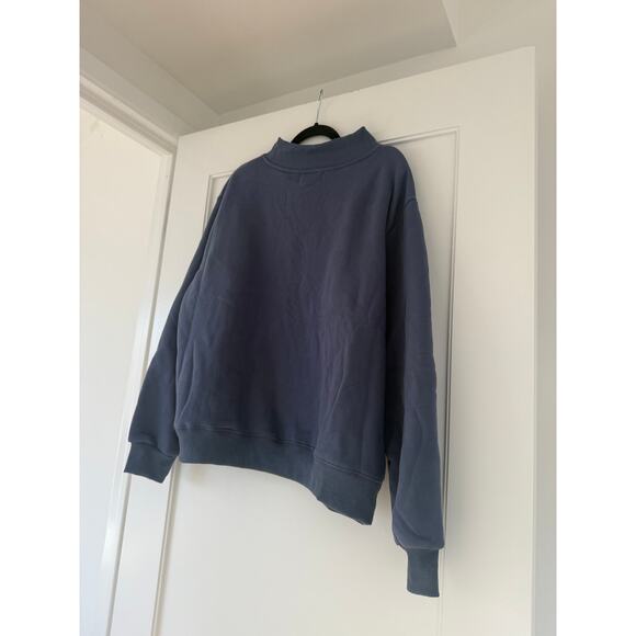 Parke Varsity Pullover Sweatshirt Blue Mockneck Lettering Patch - Picture 6 of 7